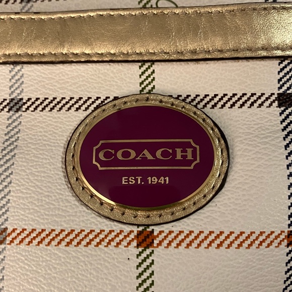Coach Peyton Tattersall Cross Body File Bag Multicolor - Picture 4 of 5